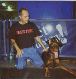 red doberman man