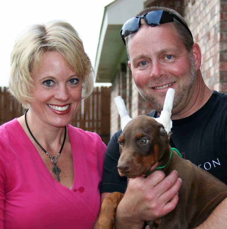 red male dobe pup